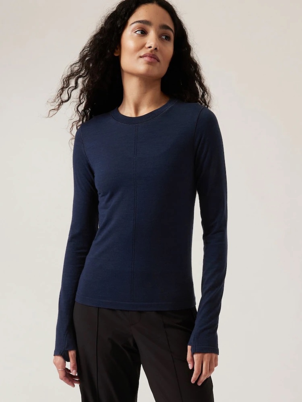 Athleta Ascent Seamless Top Navy, size M, EUC!